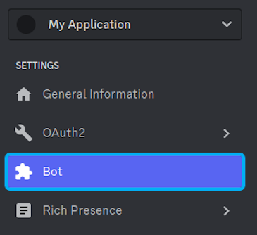 Bot Menu Item Highlighted In Blue In Settings List