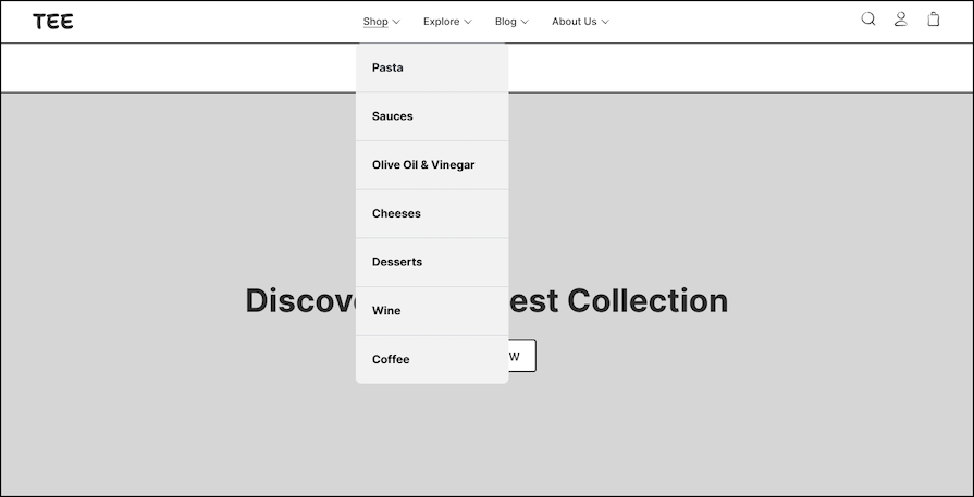 Combined Secondary Navigation Type: Dropdown Menu