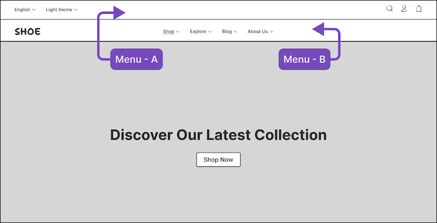 Separate Secondary Navigation Type: Top Menu