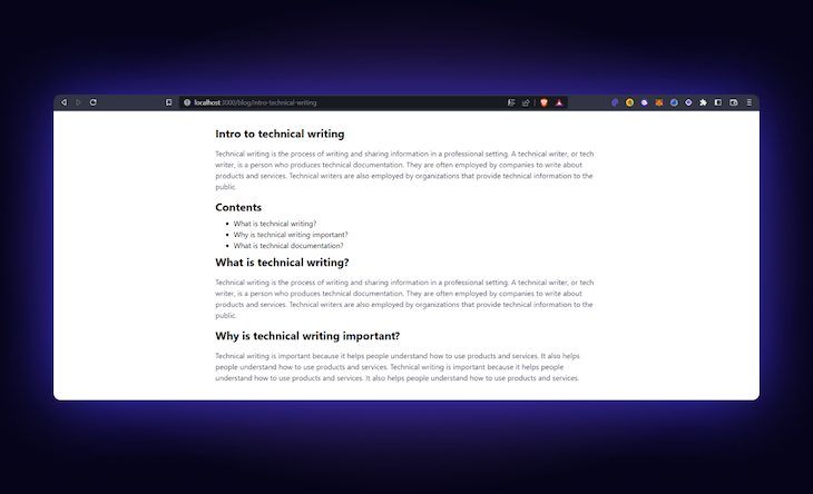 Улучшенный результат интеграции MDX в Next.js
