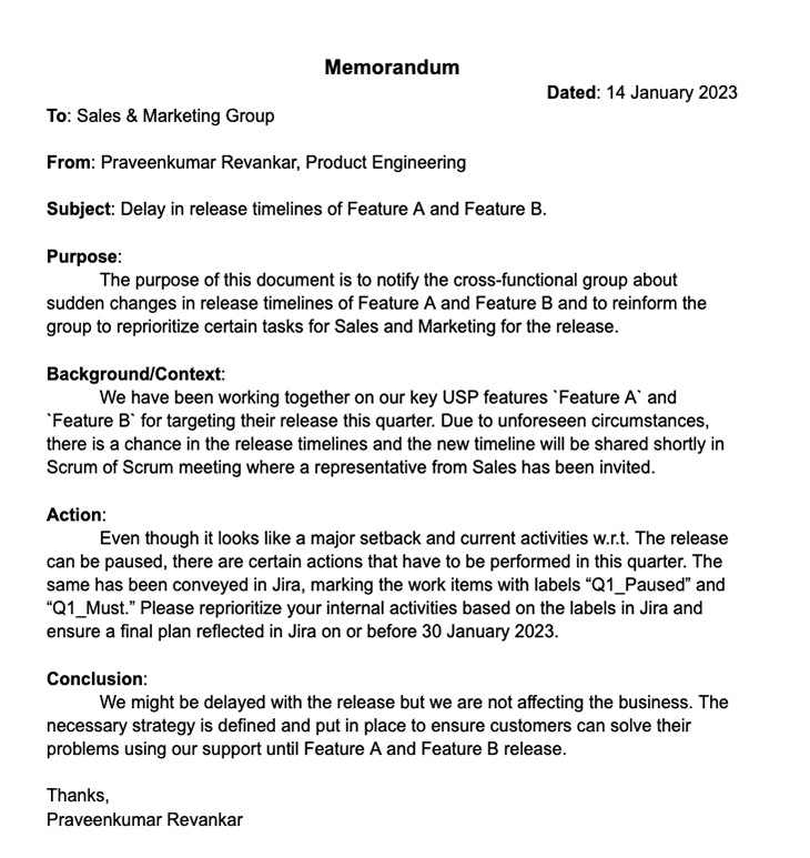 how to write a research memorandum