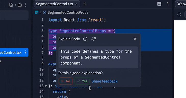 Replit Explain Code Button