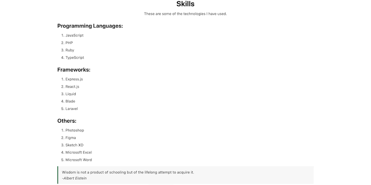 Creating the Skills Section Image With Sakura CSS