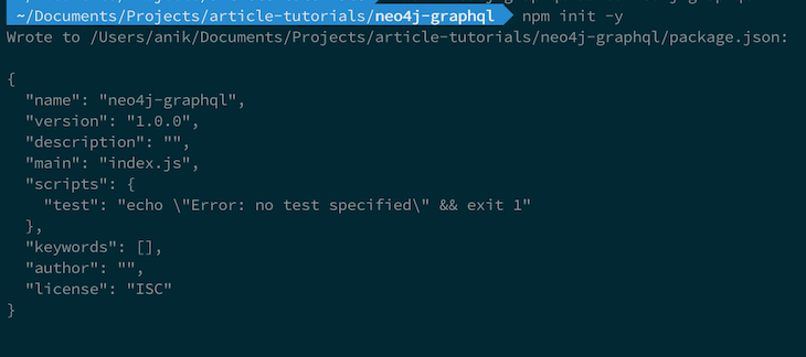 GraphQL Generating apackage.json for a New Node.js Backend Application