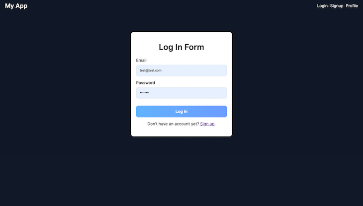React Application Appwrite Login Form With Fields For Email And Password Above Blue Log In Button