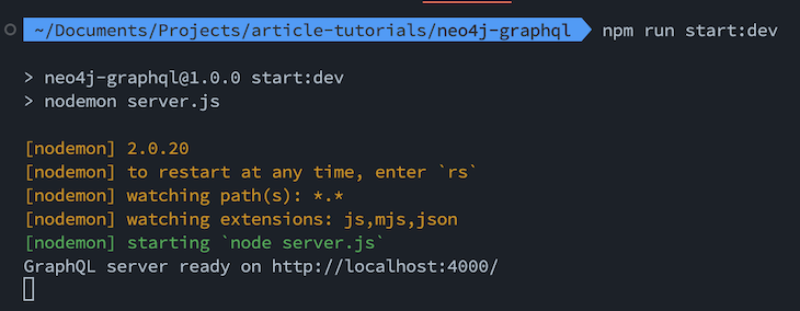 Neo4j and GraphQL Running a Node.js Backend Server