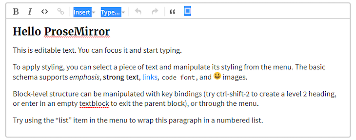 ProseMirror Text Editor