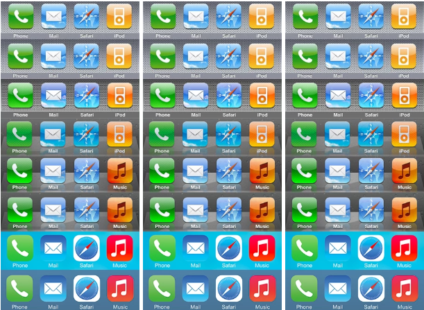 Three Phone Screenshots Repeating Apps