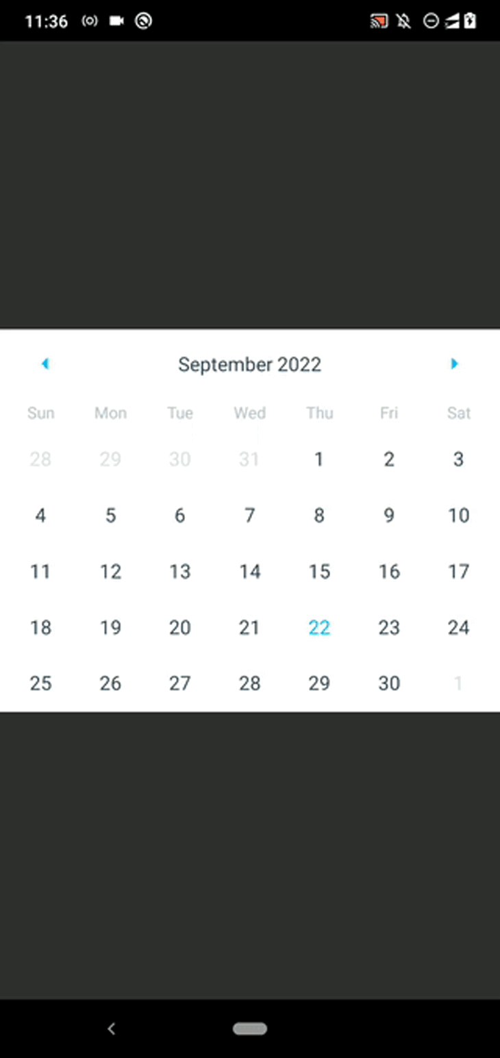 Calendar Component Default Features Styles