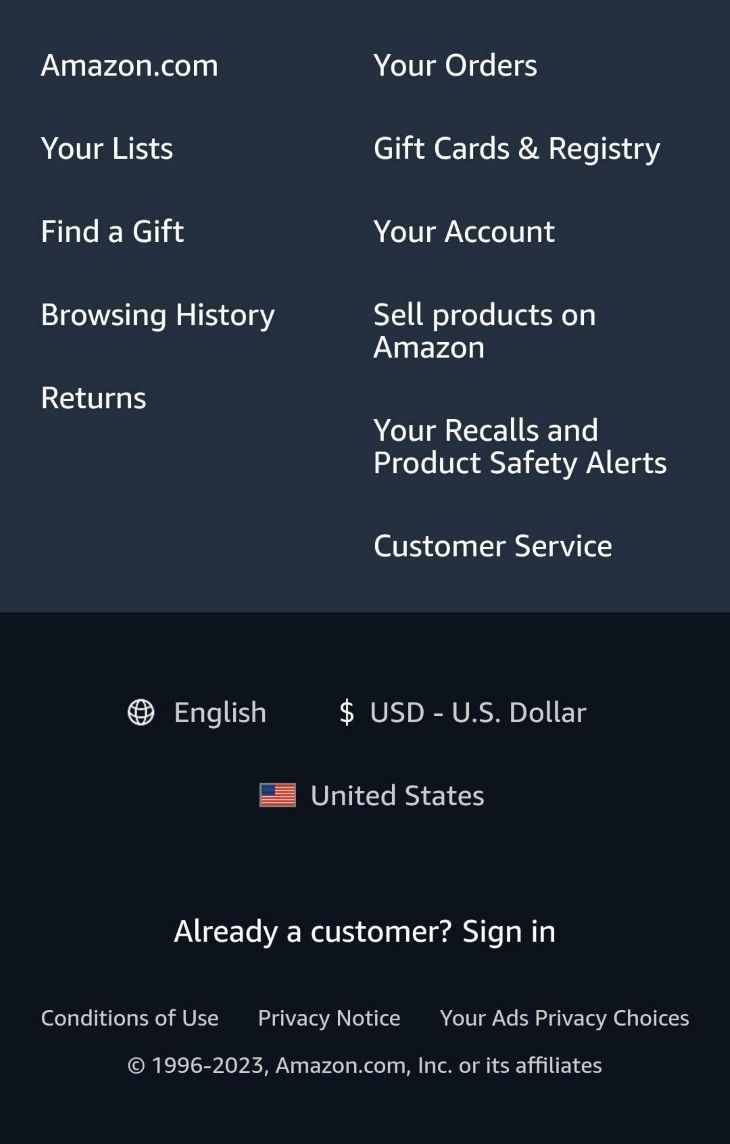 Amazon Footer