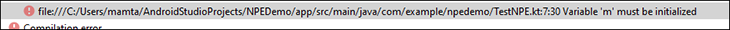 A compiler error is raised because m is not initialized