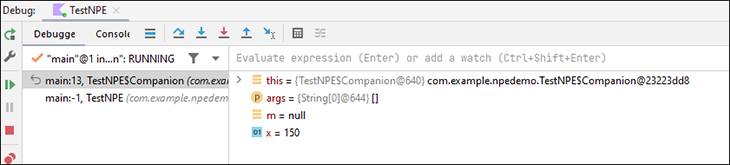 The Debug window in Android Studio