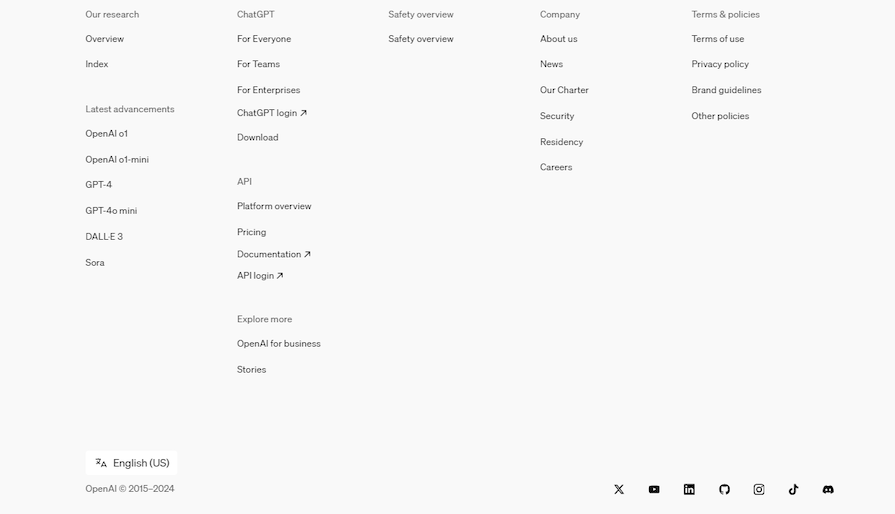 Open Ai Website Footer