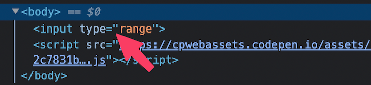 Range Input Type As Shown When Inspecting Widget From Browser Developer Tools With No Exposed Components