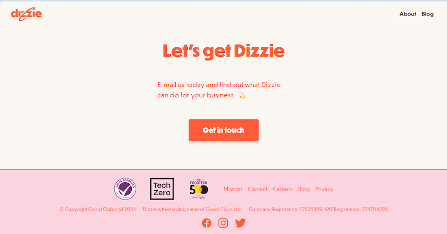 Dizzie Website Footer Example