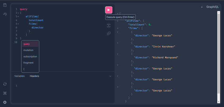 Graphiql Interface Showing Data Returned By Api In Results Pane On Right