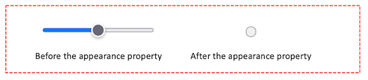 Mozilla Range Input Type Before And After Appearance Property Is Set To None