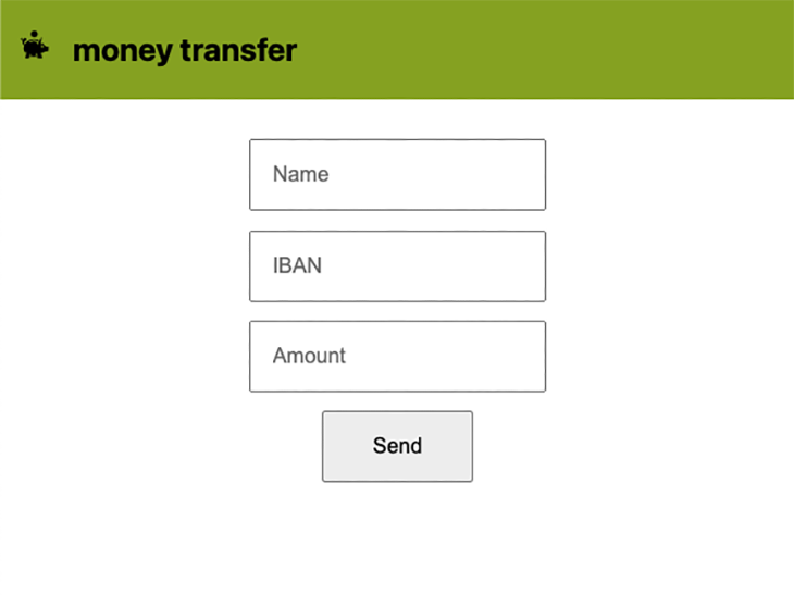 Money transfer page