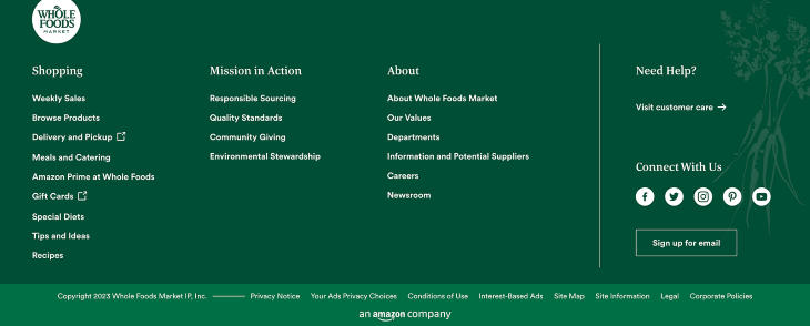 Whole Foods Footer