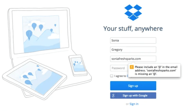 Dropbox’s Login Error Message