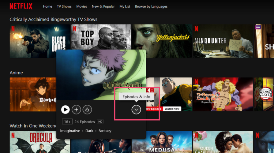 Netflix Tooltip
