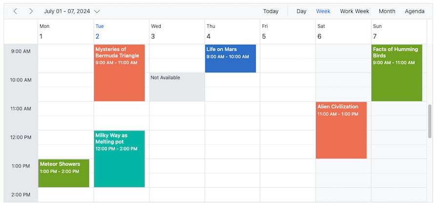 Syncfusion React Scheduler Example
