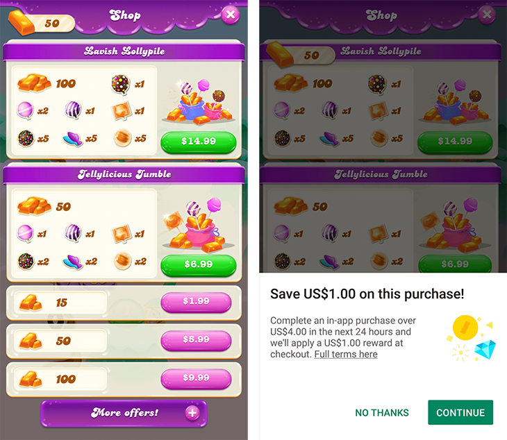 Candy Crush Shop Example