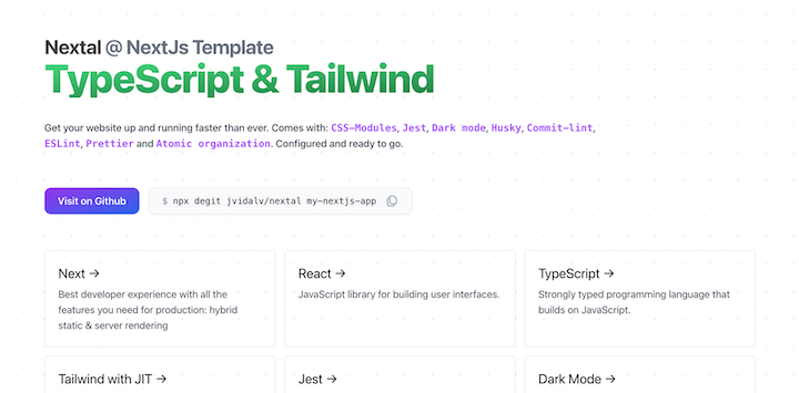 Nextal Next JS Starter Template TypeScript Tailwind
