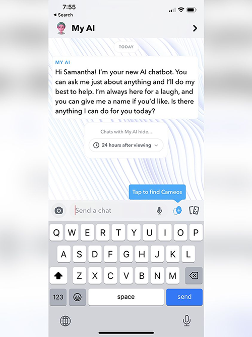 Snapchat MyAI New Feature Screenshot