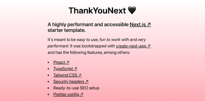 Thankyounext Next JS Starter Template