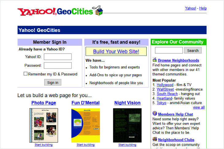 Yahoo Geo Cities