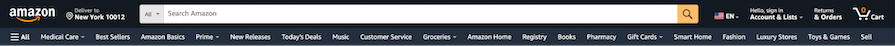 Amazon Navigation Menu