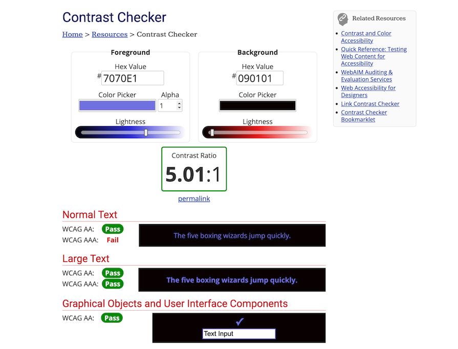 Example Contrast Checker Tool Used To Ensure That A Design Meets Wcag Aa Accessibility Standards