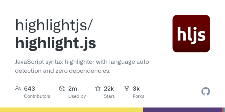 Screenshot Of Github Repo For Highlight Js Syntax Highlighting Library