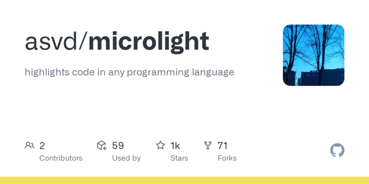 Screenshot Of Github Repo For Microlight Js Syntax Highlighting Library