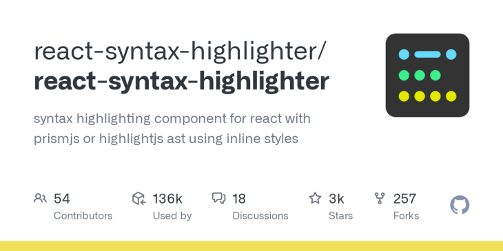 Screenshot Of Github Repo For React Syntax Highlighter Library