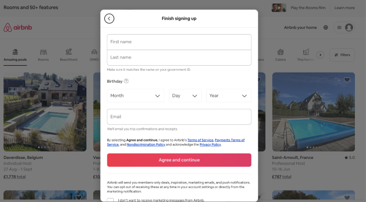 Airbnb Signup