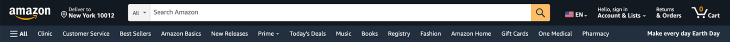 Amazon Navigation Menu