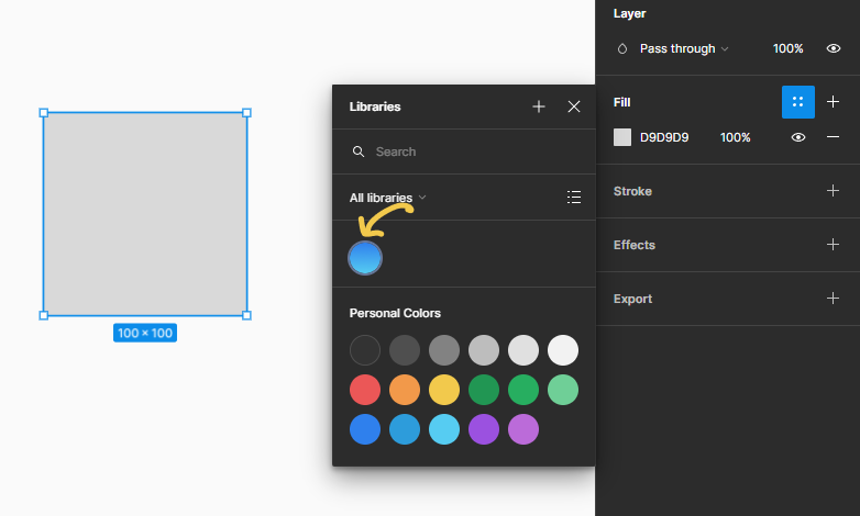 Color Gradient Style Option in Figma