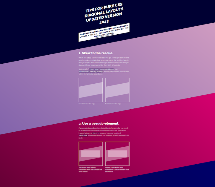 Tips For Pure CSS Diagonal Layouts
