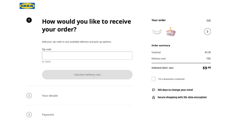 Ikea Order Page