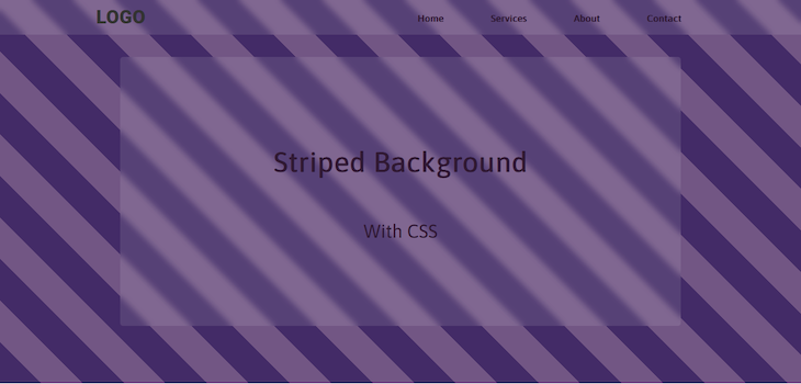 Slightly Transparent Css Striped Background With Alternating Light and Dark Purple Stripes Angled At Forty Five Degrees With Additional Dark Magenta Background Color Layer