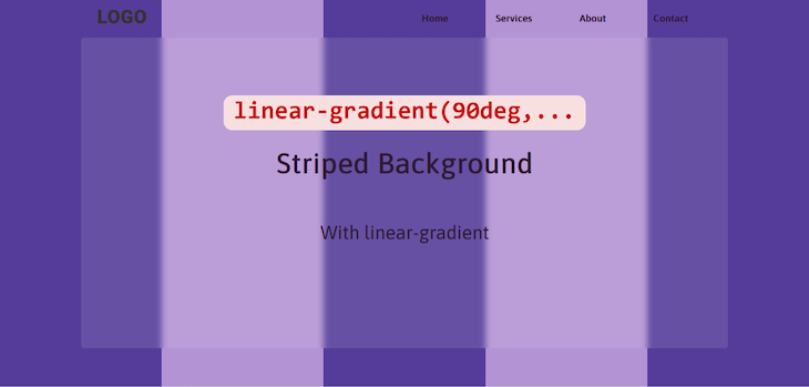 Striped Background With Alternating Light And Dark Purple Vertical Stripes Using Css Linear Gradient