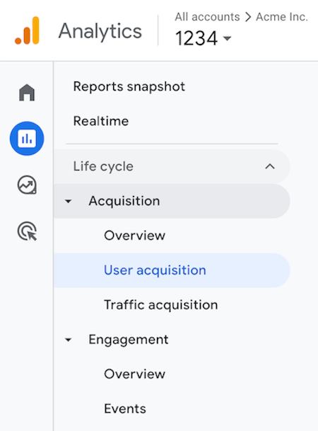 Google Analytics Screenshot Tabbed Navigation Example