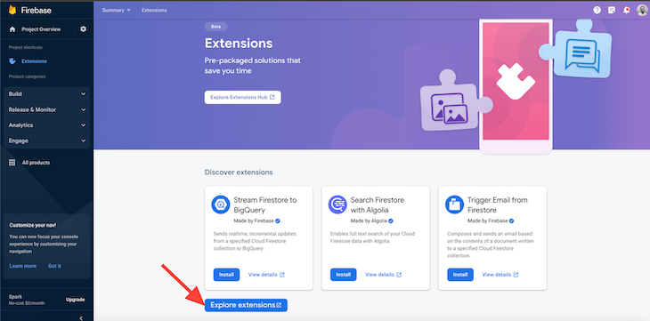 Installing Our Firebase Extensions