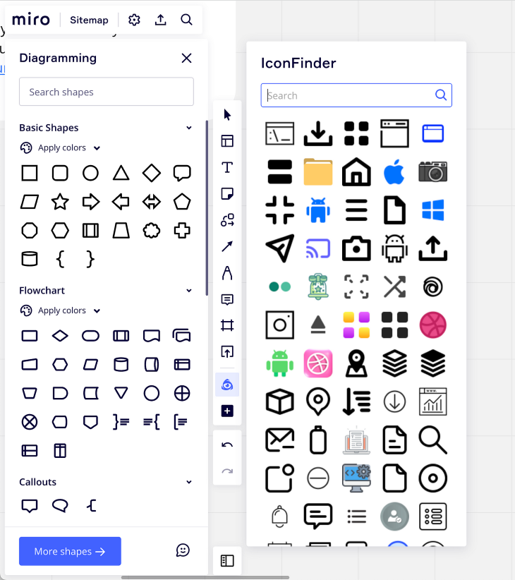 Miro Diagramming and Iconfinder