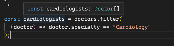 TypeScript infers the variable as of type doctor