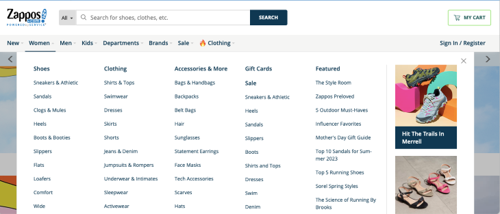 Zappos Categories