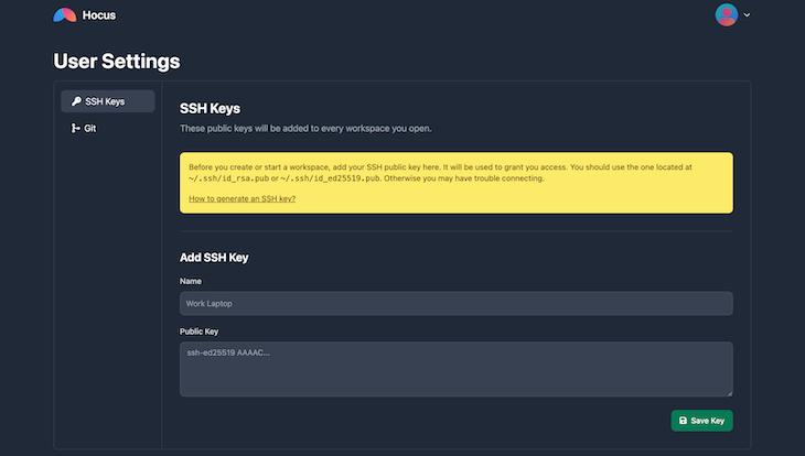 Accessing Hocus Workspaces Via SSH