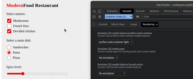 Our dark/light theme toggle in Chrome DevTools